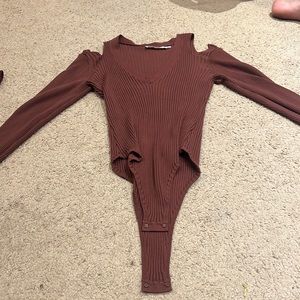 long sleeve brown bodysuit, XL